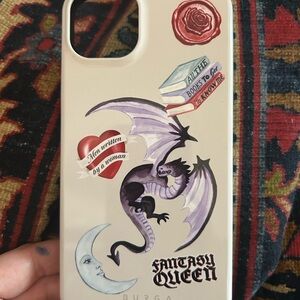 Fantasy Queen Dragon Sticker iPhone 14 Plus Case - Cream